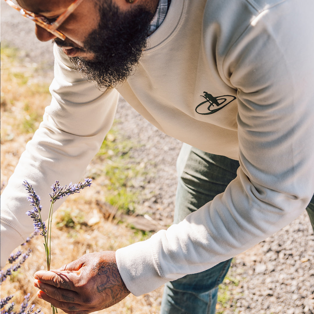 Man in the Field Embroidered Crewneck